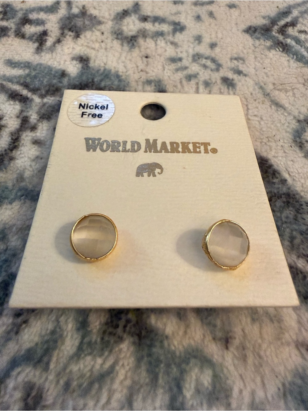 GIVEAWAY Cost Plus World Market Gold-Tone Stud Earrings with Cream Stones - Picture 2 of 4